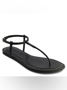 Bernardo Hercu Sandal Black Leather Thin Strap Thongs 9M
